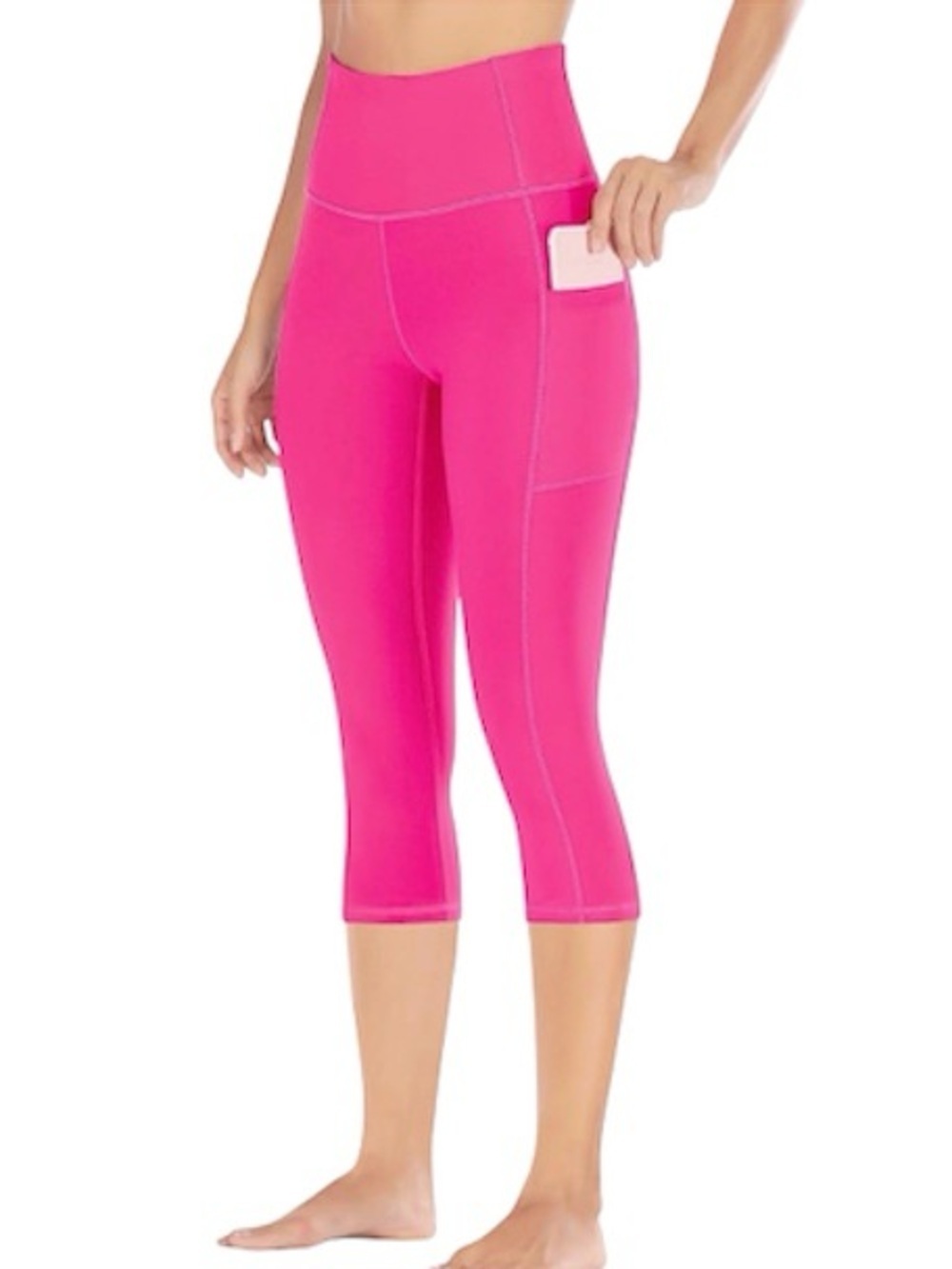 Ewedoos Pink Capri Leggings XL High Rise Pocket Yoga Athletic Stretch NWT